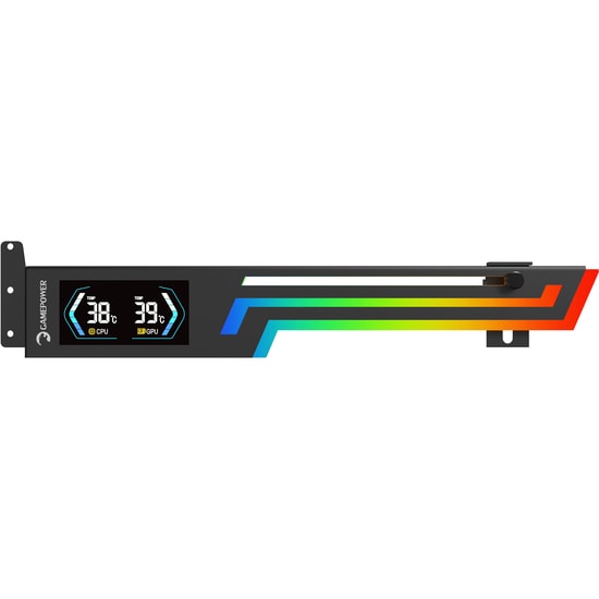Gamepower Heatsync ARGB LCD Siyah Ekran Kartı Tutucu (HEATSYNC-ARGB-LCD-BLACK) - Metal Gövde, Isı Göstergeli, 5V 3-Pin