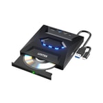 Unitek T1037A-BK Harici DVD-RW 5in1 Dock Optik Sürücü - USB-C/A, 8X Yazma, SD Kart Okuyucu, 2x USB-A, 1x USB-C Port