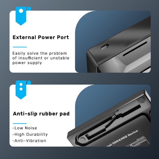 Unitek T1037A-BK Harici DVD-RW 5in1 Dock Optik Sürücü - USB-C/A, 8X Yazma, SD Kart Okuyucu, 2x USB-A, 1x USB-C Port