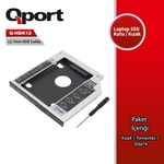 Qport Q-HDK12-12.7MM 2.5 inç HDD/SSD Notebook Sata Optik Sürücü Yuvası Kızak - 12.7mm Sata HDD/SSD Uyumlu Dönüştürücü