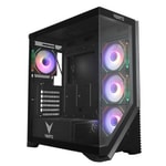 Vento VG4202FLA 1000W GEN5 ARGB ATX Oyuncu Kasası - 80+ Gold, PCIe 5.0, Temperli Cam, 4x12cm Fan, Mesh Panel, Siyah