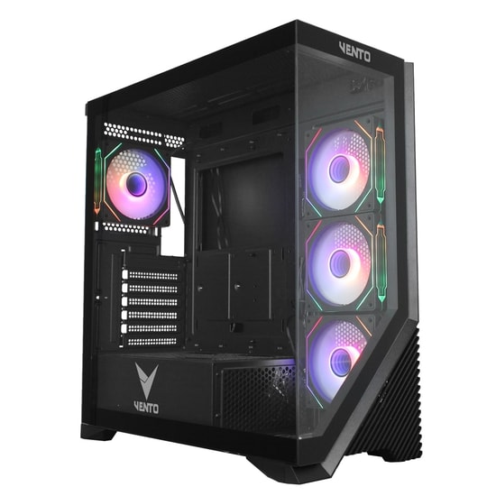 Vento VG4202FLA 1000W GEN5 ARGB ATX Oyuncu Kasası - 80+ Gold, PCIe 5.0, Temperli Cam, 4x12cm Fan, Mesh Panel, Siyah