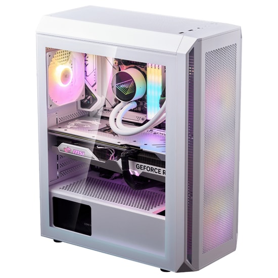 XPG Valor Air Plus VALORAIRPLUSMTA-WHCWW Beyaz ATX Mid-Tower Oyuncu Kasası - 4x ARGB Fan, USB 3.2, Temperli Cam Panel