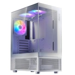 XPG Invader X Mini INVADERXMINIMT-WHCWW Beyaz ATX Mid-Tower Kasa - 5x ARGB Fan, USB 3.2, Temperli Cam, Oyuncu Kasası