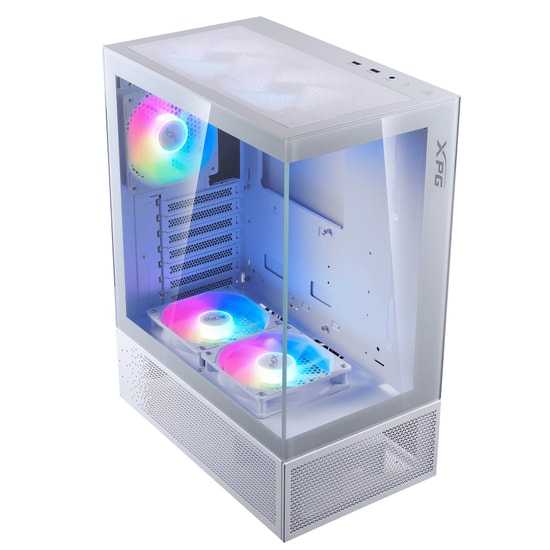 XPG Invader X Mini INVADERXMINIMT-WHCWW Beyaz ATX Mid-Tower Kasa - 5x ARGB Fan, USB 3.2, Temperli Cam, Oyuncu Kasası