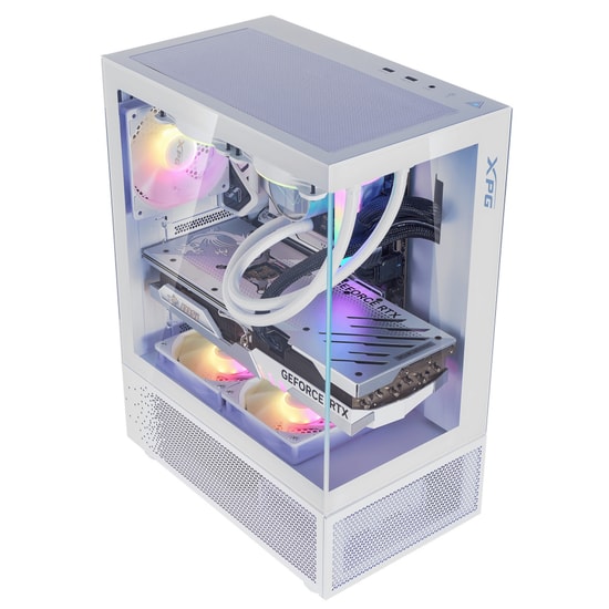 XPG Invader X Mini INVADERXMINIMT-WHCWW Beyaz ATX Mid-Tower Kasa - 5x ARGB Fan, USB 3.2, Temperli Cam, Oyuncu Kasası
