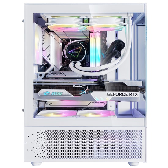 XPG Invader X Mini INVADERXMINIMT-WHCWW Beyaz ATX Mid-Tower Kasa - 5x ARGB Fan, USB 3.2, Temperli Cam, Oyuncu Kasası