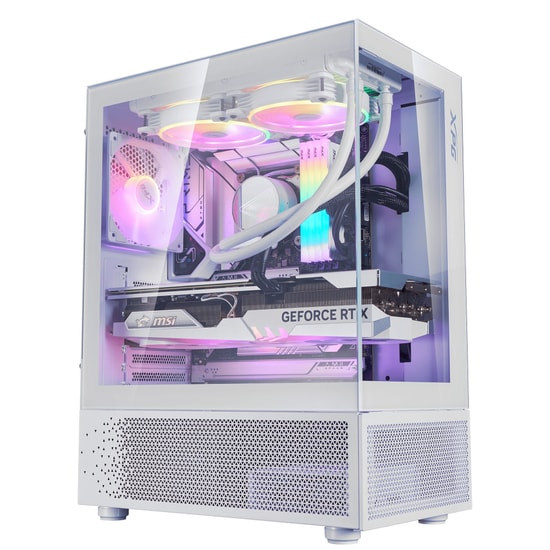 XPG Invader X Mini INVADERXMINIMT-WHCWW Beyaz ATX Mid-Tower Kasa - 5x ARGB Fan, USB 3.2, Temperli Cam, Oyuncu Kasası