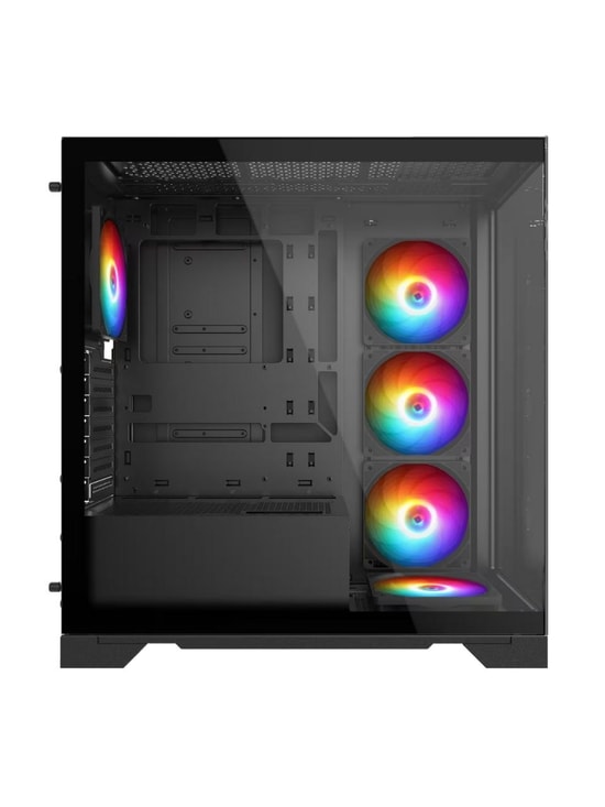 XPG Invader X INVADERXMT-BKCWW Siyah ATX Mid-Tower Kasa - 5x ARGB Fan, USB 3.2 Type-C, Temperli Cam, Oyuncu Kasası