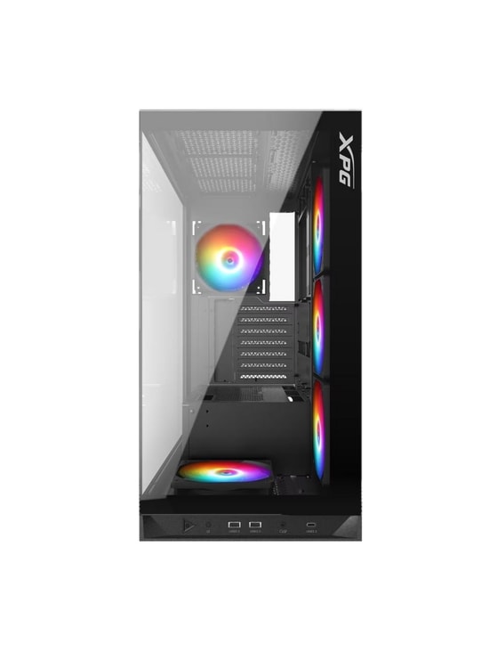 XPG Invader X INVADERXMT-BKCWW Siyah ATX Mid-Tower Kasa - 5x ARGB Fan, USB 3.2 Type-C, Temperli Cam, Oyuncu Kasası