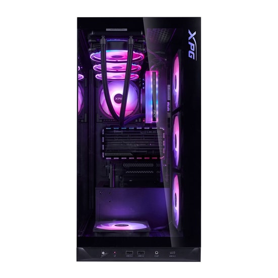 XPG Invader X BTF INVADERXBTFMT-BKCWW Siyah ATX Mid-Tower Kasa - 5x ARGB Fan, USB 3.2 Type-C, Temperli Cam, Oyuncu Kasas