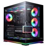 Gamepower Warcry Selsei 650W (WARCRY-SELSEI-650W-SIYAH-GP) Gaming Kasa - 4xARGB Fan, 80+ Bronze, Temperli Cam, ATX, Siya