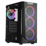 James Donkey HELIX-H800-650W ATX Gaming Kasa - 650W 80+ Bronze, 4x Rainbow Fan, Temperli Cam, Mesh Panel, Siyah