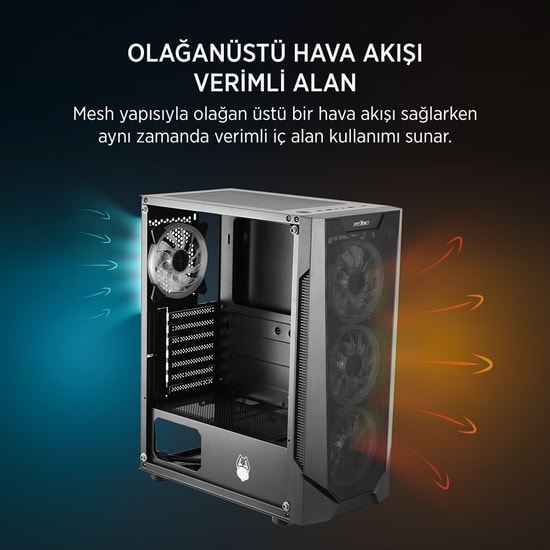 James Donkey HELIX-H800-650W ATX Gaming Kasa - 650W 80+ Bronze, 4x Rainbow Fan, Temperli Cam, Mesh Panel, Siyah