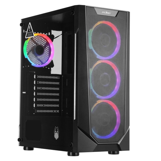 James Donkey HELIX-H800-550W Gaming Kasa - 550W 80+ Bronze, 4x Rainbow Fan, Temperli Cam, Mesh Panel, ATX Siyah Oyuncu