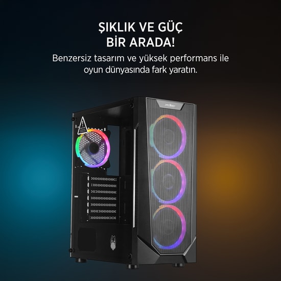James Donkey HELIX-H800-550W Gaming Kasa - 550W 80+ Bronze, 4x Rainbow Fan, Temperli Cam, Mesh Panel, ATX Siyah Oyuncu