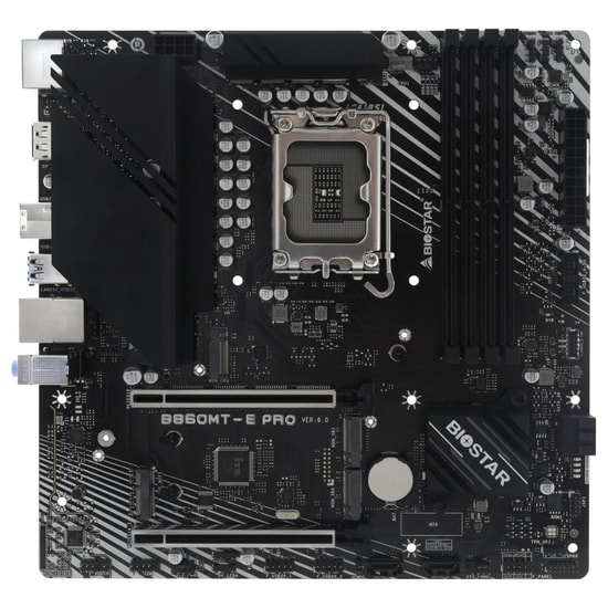 Biostar B860MT-E PRO LGA1851 DDR5 Anakart - 8000MHz, 3xM.2, 4xDIMM, 256GB RAM, HDMI, 2xDP, PCIe 5.0, Micro ATX