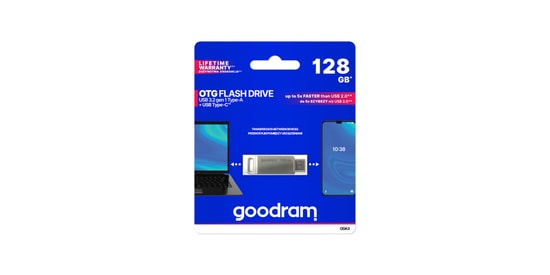 Goodram ODA3 128GB Silver USB 3.2 Gen1 OTG Flash Bellek (ODA3-1280SOR11) - 60MB/s Okuma, 20MB/s Yazma, Mini Metal Kasa