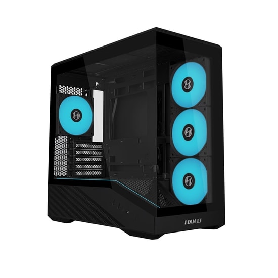 Lian Li Vector V100RMIX Siyah (G99.V100RMIX.00) Mini-Tower Kasa - 4x ARGB Fan, mATX/ITX, Temperli Cam, Type-C, USB 3.1