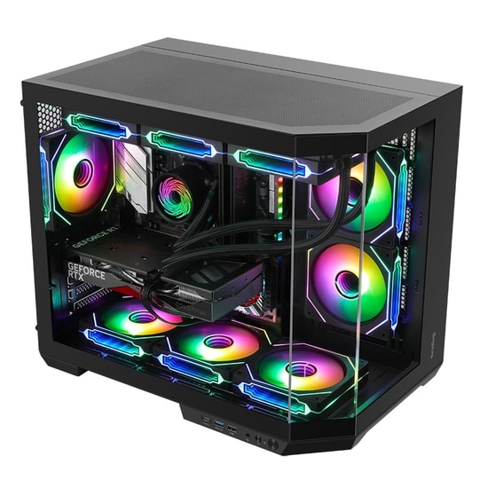 Segotep Lumi 3T Siyah 750W 80+ Bronze PCIE 5.1 Midi Tower Kasa (LUMI-3T-750W-SIYAH) - 6x ARGB Fan, mATX, USB Type-C