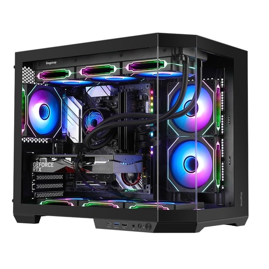 Segotep Lumi 3T Siyah 750W 80+ Bronze PCIE 5.1 Midi Tower Kasa (LUMI-3T-750W-SIYAH) - 6x ARGB Fan, mATX, USB Type-C