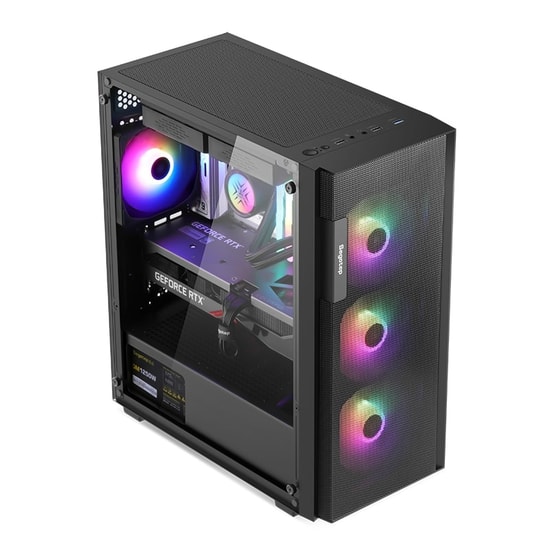Segotep Axe 5 Siyah 650W 80+ Midi Tower Kasa (AXE-5-650W-SIYAH) - 4x Rainbow Fan, ATX/mATX/Mini-ITX, 1x USB 3.0, 5x PCI