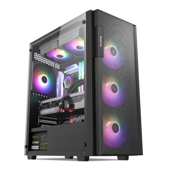Segotep Axe 5 Siyah 650W 80+ Midi Tower Kasa (AXE-5-650W-SIYAH) - 4x Rainbow Fan, ATX/mATX/Mini-ITX, 1x USB 3.0, 5x PCI