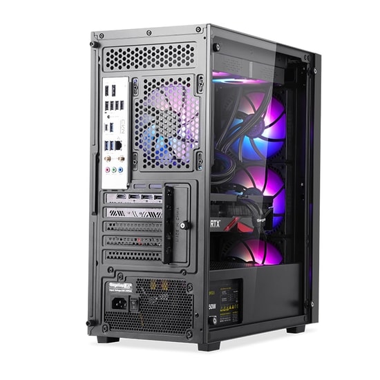 Segotep Axe 5 Siyah 650W 80+ Midi Tower Kasa (AXE-5-650W-SIYAH) - 4x Rainbow Fan, ATX/mATX/Mini-ITX, 1x USB 3.0, 5x PCI
