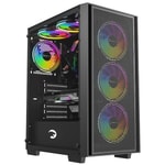 Gamepower Flex (FLEX-650W-SIYAH-GP) Gaming Kasa - 650W 80+ Bronze, 4x120mm ARGB Fan, Temperli Cam, ATX Mesh, Siyah