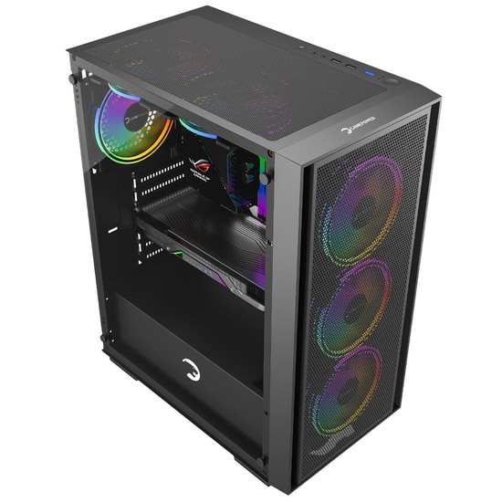 Gamepower Flex (FLEX-650W-SIYAH-GP) Gaming Kasa - 650W 80+ Bronze, 4x120mm ARGB Fan, Temperli Cam, ATX Mesh, Siyah