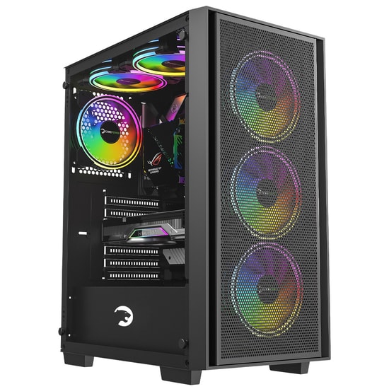 Gamepower Flex (FLEX-550W-SIYAH-GP) Gaming Kasa - 550W 80+ Bronze, 4x120mm ARGB Fan, Temperli Cam, ATX Mesh, Siyah