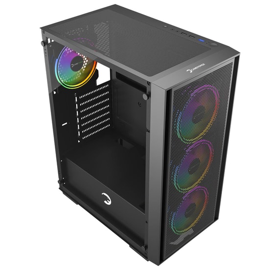 Gamepower Flex (FLEX-550W-SIYAH-GP) Gaming Kasa - 550W 80+ Bronze, 4x120mm ARGB Fan, Temperli Cam, ATX Mesh, Siyah