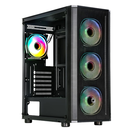 Frisby CM-105 650W 80+ ARGB Fanlı Siyah Mesh Gaming Kasa - ATX, 4x120mm Fan, Temperli Cam, 650W PSU, Mid Tower