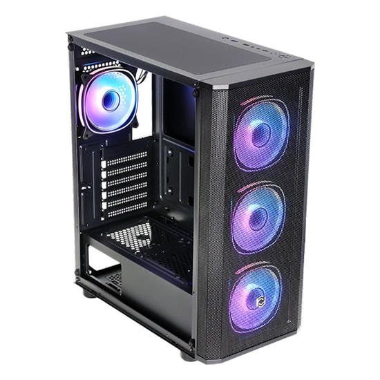 Frisby CM-105 650W 80+ ARGB Fanlı Siyah Mesh Gaming Kasa - ATX, 4x120mm Fan, Temperli Cam, 650W PSU, Mid Tower
