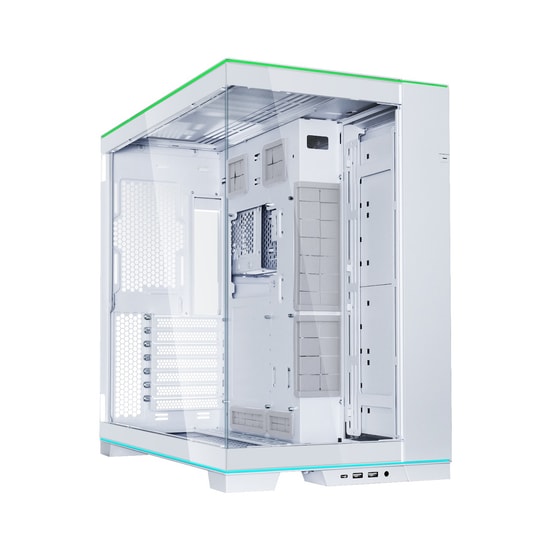Lian Li O11 Dynamic Evo RGB Beyaz E-ATX Mid-Tower Kasa (G99.O11DERGBW.00) - RGB Şerit, Temperli Cam, Fansız, Alüminyum