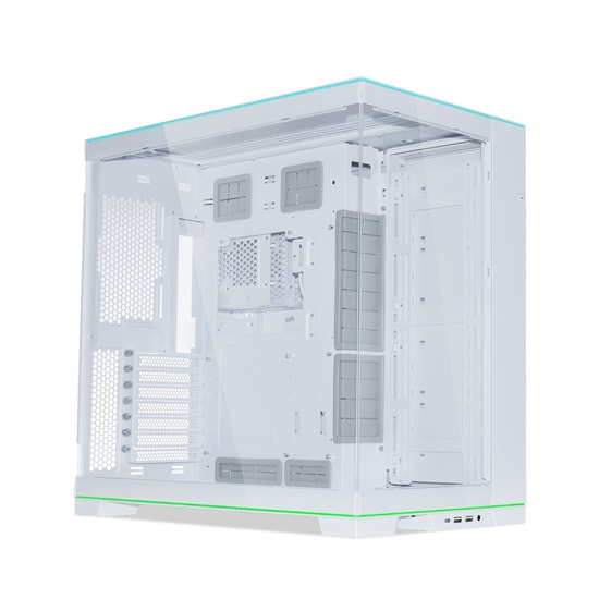 Lian Li O11 Dynamic Evo RGB Beyaz E-ATX Mid-Tower Kasa (G99.O11DERGBW.00) - RGB Şerit, Temperli Cam, Fansız, Alüminyum
