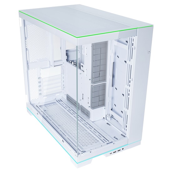 Lian Li O11 Dynamic Evo RGB Beyaz E-ATX Mid-Tower Kasa (G99.O11DERGBW.00) - RGB Şerit, Temperli Cam, Fansız, Alüminyum