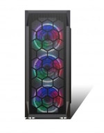 Hiper ZOE-600W Siyah Gaming ATX Mid Tower Kasa - 600W PSU, 3x12cm Rainbow Fan, Mesh Panel, Temperli Cam, Oyuncu Kasası