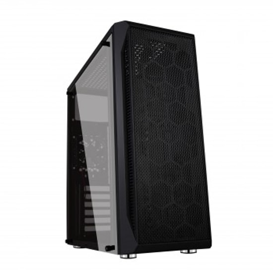 Hiper ZOE-600W Siyah Gaming ATX Mid Tower Kasa - 600W PSU, 3x12cm Rainbow Fan, Mesh Panel, Temperli Cam, Oyuncu Kasası