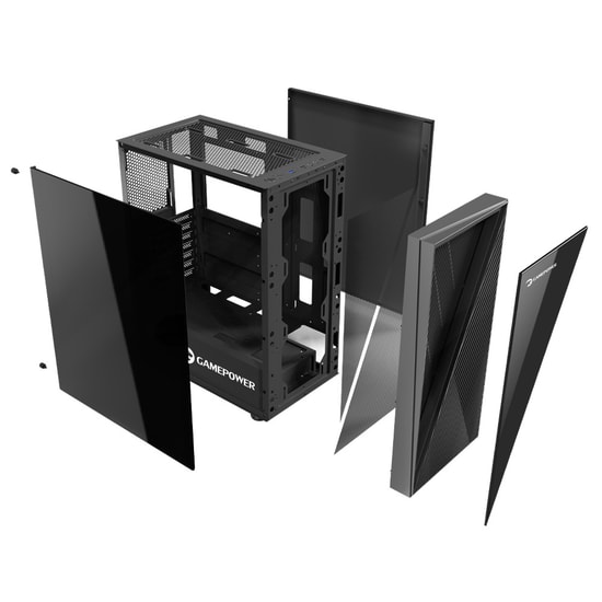 Gamepower Ravadin RAVADIN-500W-SIYAH-GP 500W Gaming Kasa - ATX, 3x ARGB Infinity Fan, Temperli Cam, 80+ Bronze PSU, Siya