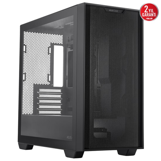 Asus A21 Siyah mATX Bilgisayar Kasası (A21-SIYAH-MIDT-MESH) - Temperli Cam, Mesh Panel, USB 3.0, Fansız, Mid Tower