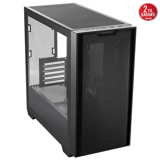 Asus A21 Siyah mATX Bilgisayar Kasası (A21-SIYAH-MIDT-MESH) - Temperli Cam, Mesh Panel, USB 3.0, Fansız, Mid Tower