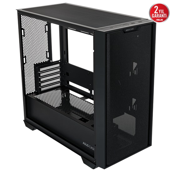 Asus A21 Siyah mATX Bilgisayar Kasası (A21-SIYAH-MIDT-MESH) - Temperli Cam, Mesh Panel, USB 3.0, Fansız, Mid Tower