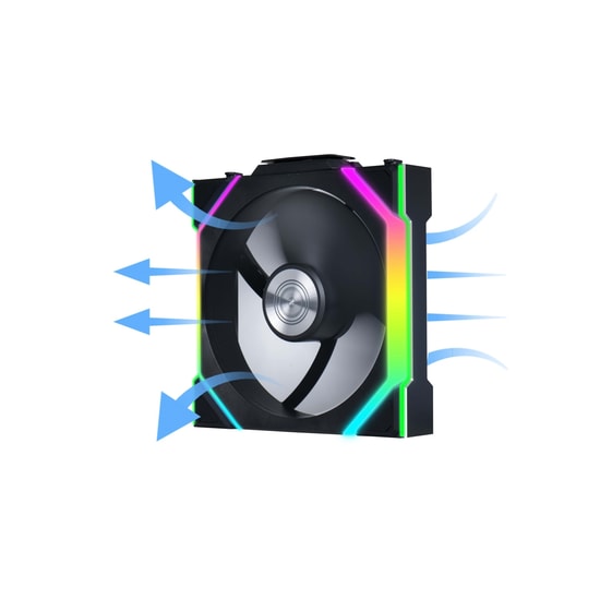 Lian Li UNI FAN Reverse SL Wireless Siyah Kasa Fanı (G99.12RSL1W1B.00) - 120mm, 2000 RPM, 64 CFM, PWM, ARGB, Kablosuz