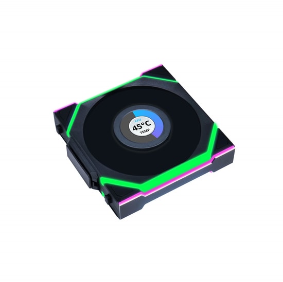 Lian Li UNI FAN SL Wireless LCD Siyah Kasa Fanı (G99.12SLLCD1W1B.00) - 120mm, ARGB, 1.6 inç LCD, 1900 RPM, PWM, 2.4GHz