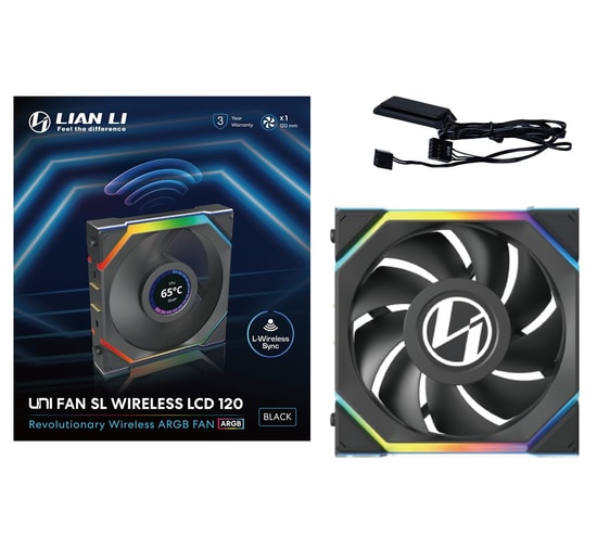 Lian Li UNI FAN SL Wireless LCD Siyah Kasa Fanı (G99.12SLLCD1W1B.00) - 120mm, ARGB, 1.6 inç LCD, 1900 RPM, PWM, 2.4GHz