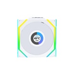 Lian Li UNI FAN SL Wireless LCD Beyaz Kasa Fanı (G99.12SLLCD1W1W.00) - 120mm, ARGB, 1.6 inç LCD, 1900 RPM, PWM, 2.4GHz