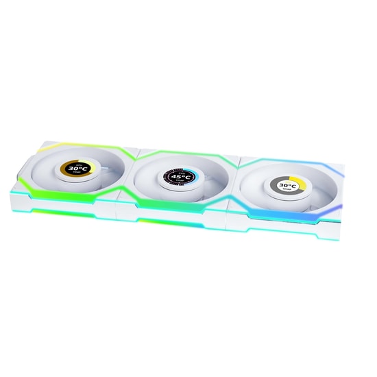 Lian Li UNI FAN SL Wireless LCD Beyaz Kasa Fanı (G99.12SLLCD1W3W.00) - 3'lü Paket, 120mm, ARGB, 1900 RPM, PWM