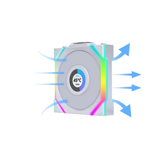 Lian Li UNI FAN SL Wireless LCD Beyaz Kasa Fanı (G99.12SLLCD1W3W.00) - 3'lü Paket, 120mm, ARGB, 1900 RPM, PWM