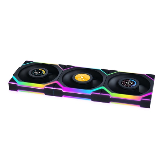 Lian Li UNI FAN Reverse SL Wireless LCD Siyah Kasa Fanı (G99.12RSLLCD1W3B.00) - 3'lü Paket, 120mm, ARGB, 1900 RPM, PWM